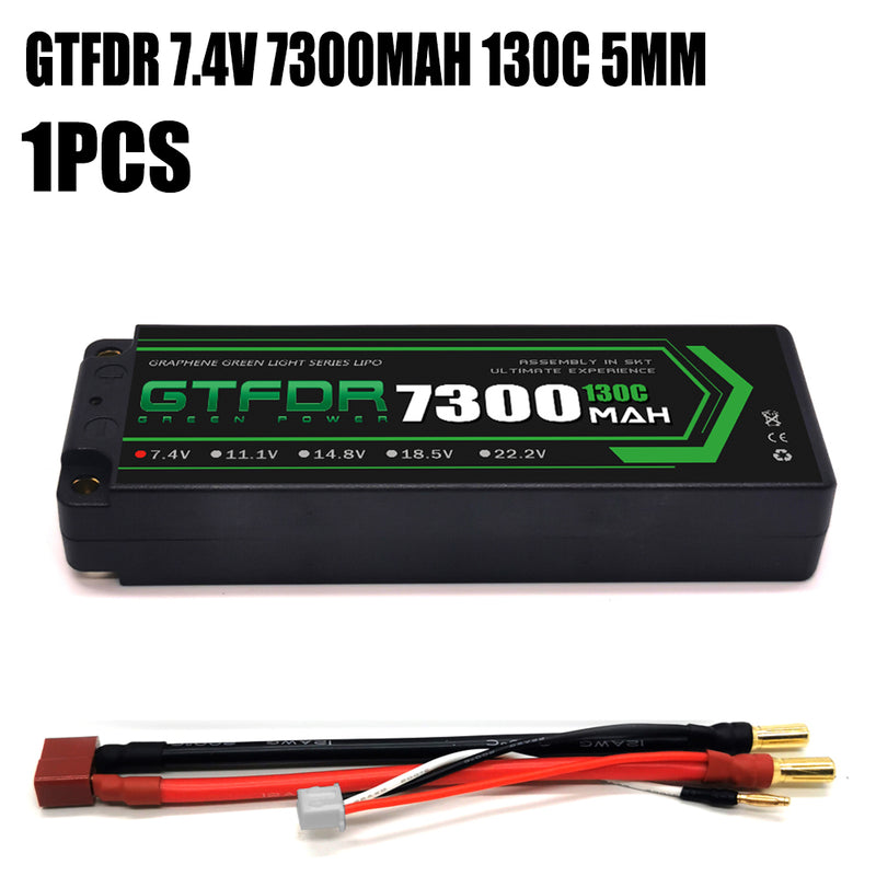 (CN)GTFDR 2S Lipo Battery 7300mAh 7.4V 130C 5mm Hardcase EC5 Plug for RC Buggy Truggy 1/10 Scale Racing Helicopters RC Car Boats