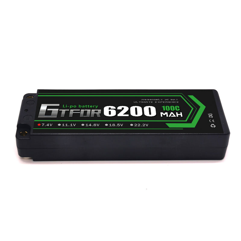 (CN)GTFDR 2S Lipo Battery 6200mAh 7.4V 100C 5mm Hardcase EC5 Plug for RC Buggy Truggy 1/10 Scale Racing Helicopters RC Car Boats