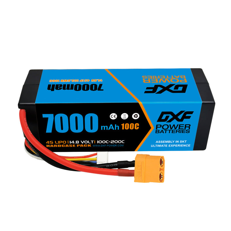 (ES)DXF Lipo Battery 4S 14.8V 7000mAh 100C/200C HardCase Lipo Battery for RC HPI HSP 1/8 1/10 Buggy RC Car Truck