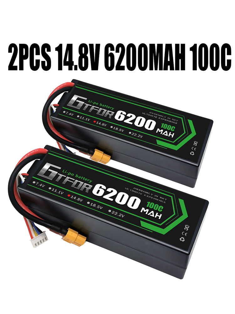 (CN)GTFDR 4S Lipo Battery 6200mAh 14.8V 100C Hardcase EC5 Plug for RC Buggy Truggy 1/10 Scale Racing Helicopters RC Car Boats