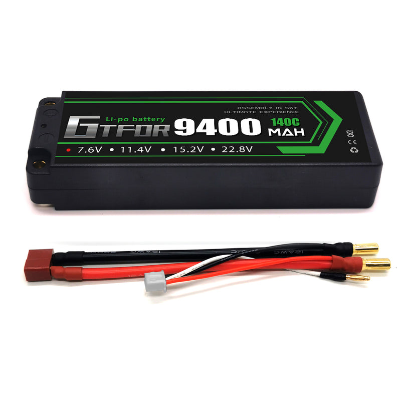 (CN)GTFDR 2S Lipo Battery 9400mAh 7.6V 140C Hardcase 5mm EC5 Plug for RC Buggy Truggy 1/10 Scale Racing Helicopters RC Car Boats