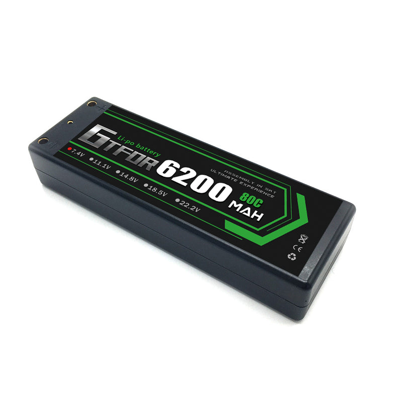 (CN)GTFDR 2S Lipo Battery 6200mAh 7.4V 80C 4mm Hardcase EC5 Plug for RC Buggy Truggy 1/10 Scale Racing Helicopters RC Car Boats