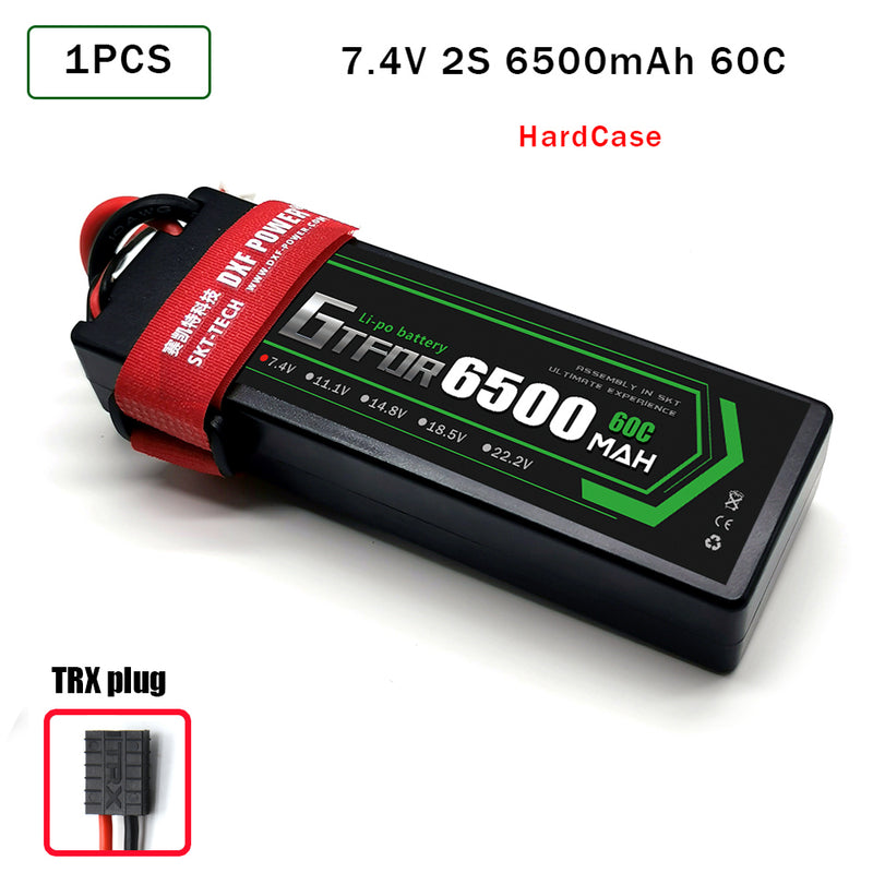 (CN)GTFDR 2S Lipo Battery 6500mAh 7.4V 60C Hardcase EC5 Plug for RC Buggy Truggy 1/10 Scale Racing Helicopters RC Car Boats