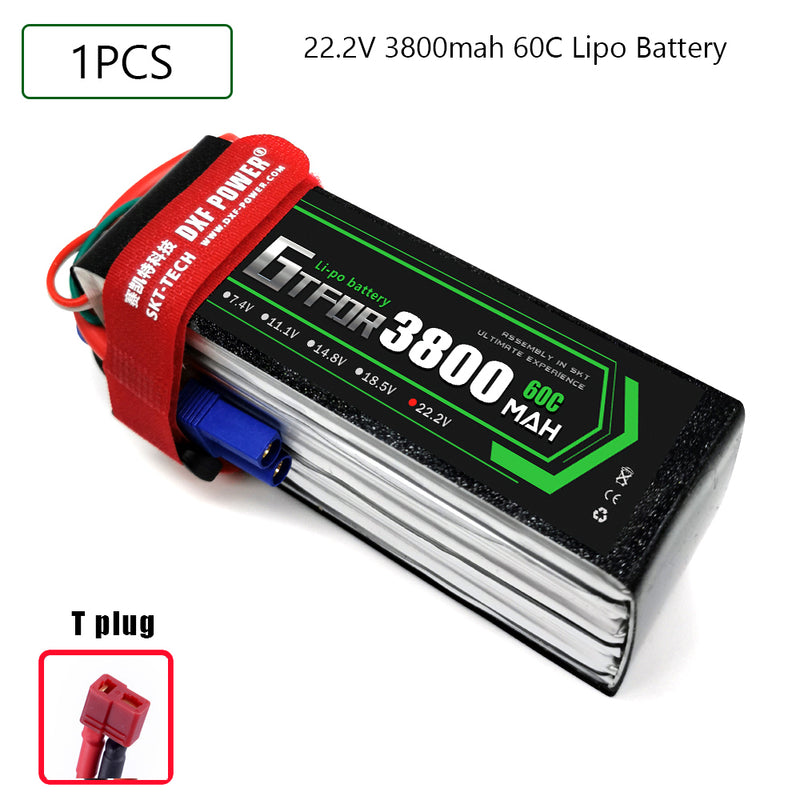 (CN)GTFDR 6S Lipo Battery 22.2V 60C 3800mAh Soft Case Battery with EC5 XT90 Connector for Car Truck Tank RC Buggy Truggy Racing Hobby