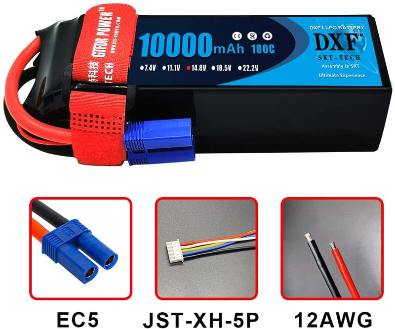 (EU)DXF 4S Lipo Battery 14.8V 10000mAh 100C 200C Deans/T XT90 EC5 for RC 1/8 1/10 Car Truck Tank Models XXMAX 8S Arrama