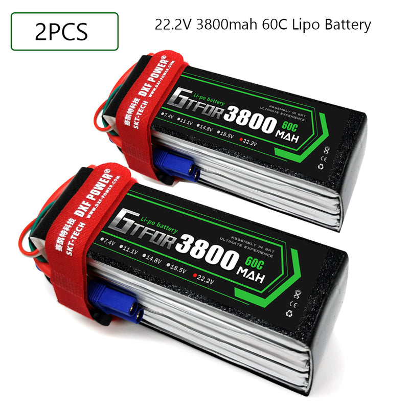 (CN)GTFDR 6S Lipo Battery 22.2V 60C 3800mAh Soft Case Battery with EC5 XT90 Connector for Car Truck Tank RC Buggy Truggy Racing Hobby