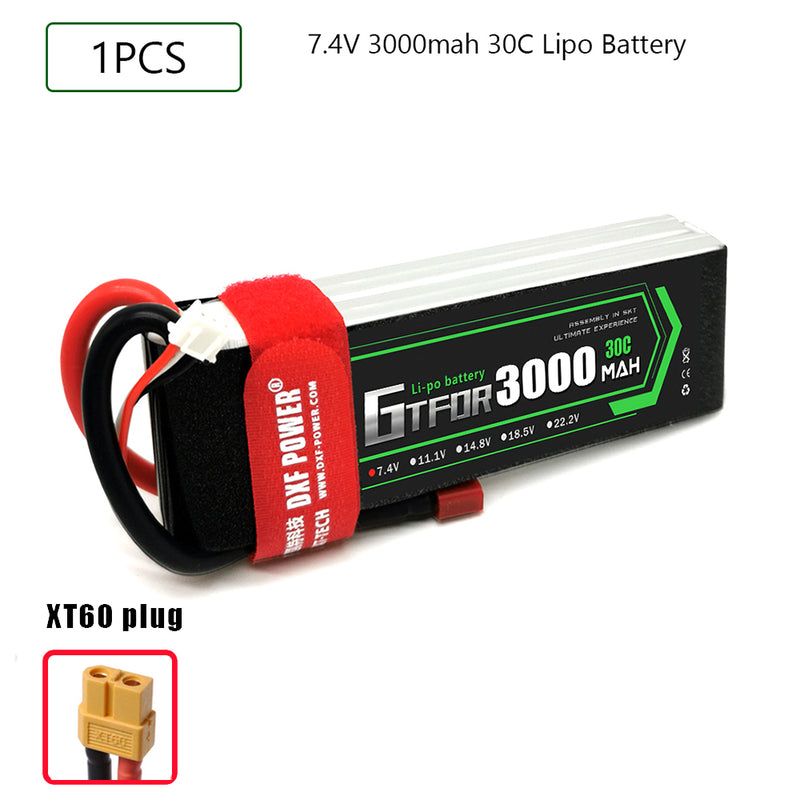 (CN)GTFDR 2S Lipo Battery 7.4V 30C 3000mAh Soft Case Battery with EC5 XT90 Connector for Car Truck Tank RC Buggy Truggy Racing Hobby