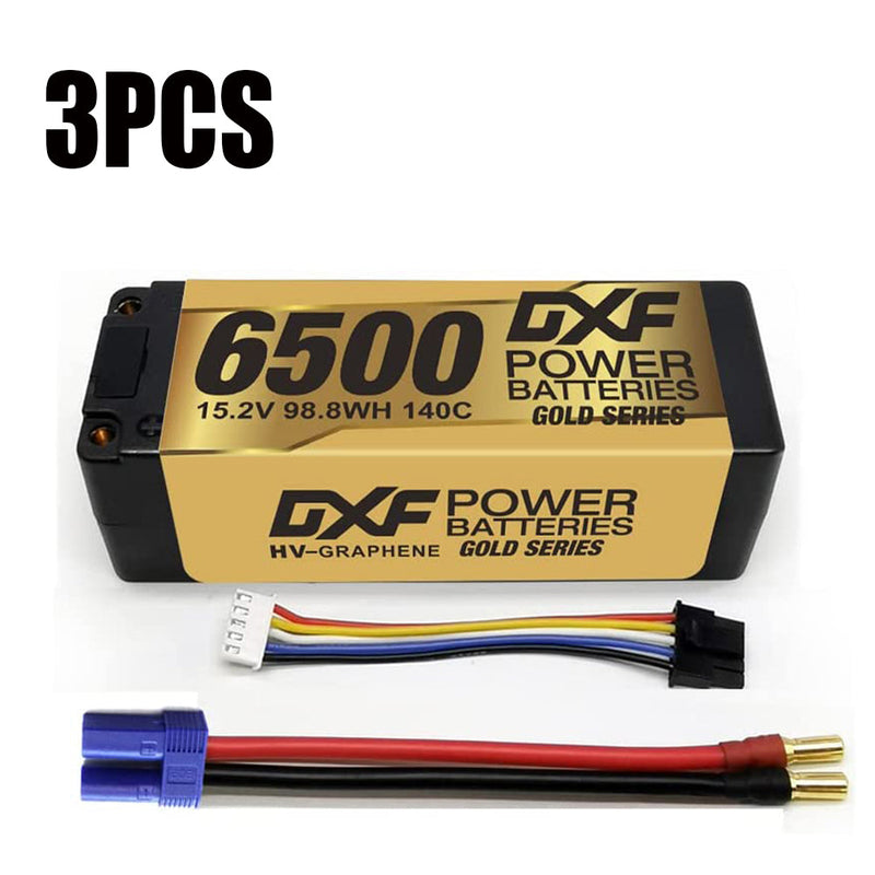 (GE)DXF Lipo Battery 4S 15.2V 6500MAH 140C GoldSeries  LCG 5MM Graphene lipo Hardcase with EC5 and XT90 Plug for Rc 1/8 1/10 Buggy Truck Car Off-Road Drone