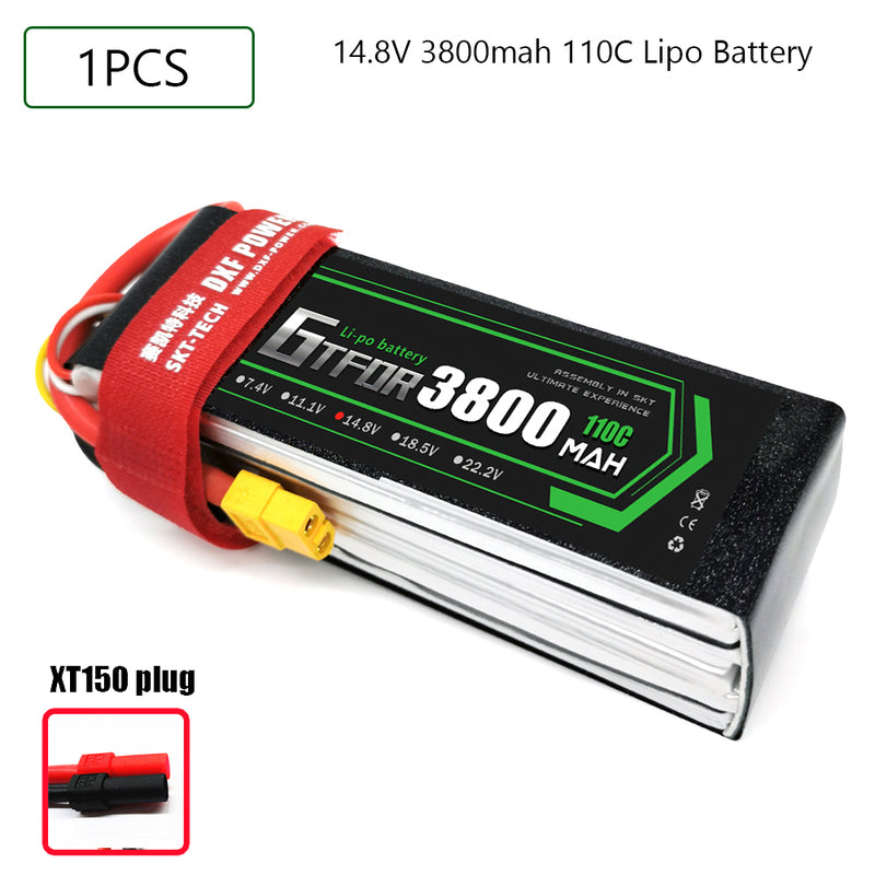 (CN)GTFDR 4S Lipo Battery 14.8V 110C 3800mAh Soft Case Battery with EC5 XT90 Connector for Car Truck Tank RC Buggy Truggy Racing Hobby