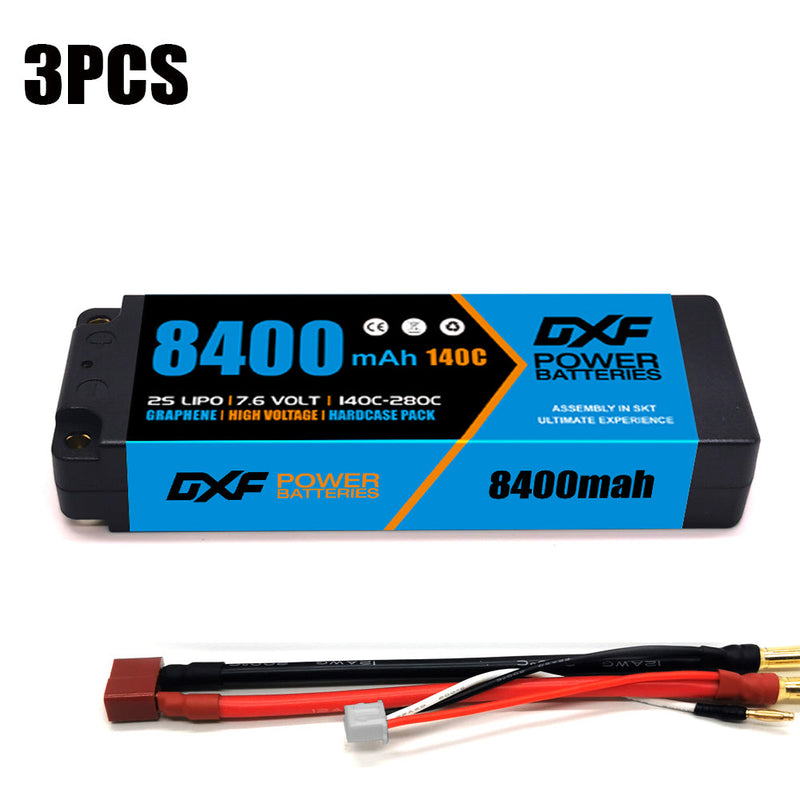 (PL) DXF 2S 7.6V Lipo Battery 140C 8400mAh with 5mm Bullet for RC 1/8 Vehicles Car Truck Tank Truggy Competition Racing Hobby