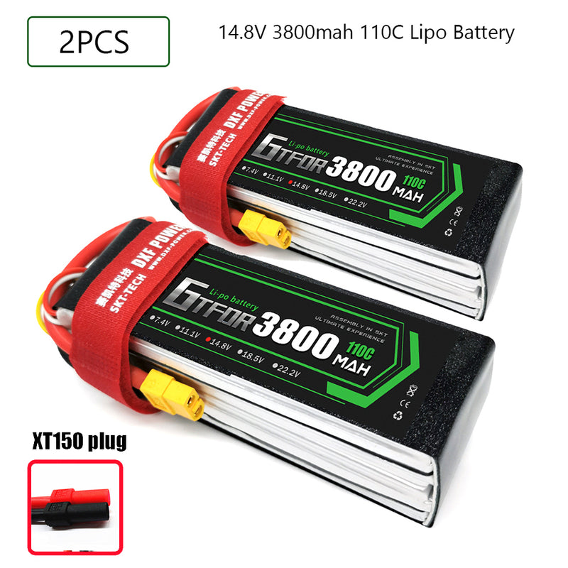 (CN)GTFDR 4S Lipo Battery 14.8V 110C 3800mAh Soft Case Battery with EC5 XT90 Connector for Car Truck Tank RC Buggy Truggy Racing Hobby