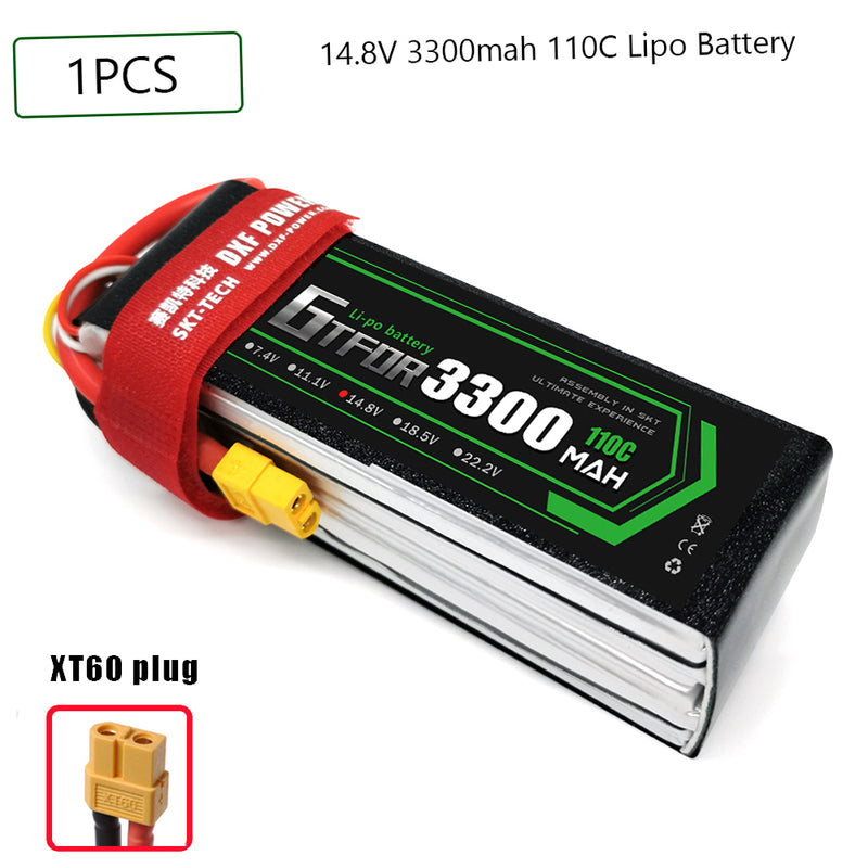 (CN)GTFDR 4S Lipo Battery 14.8V 110C 3300mAh Soft Case Battery with EC5 XT90 Connector for Car Truck Tank RC Buggy Truggy Racing Hobby