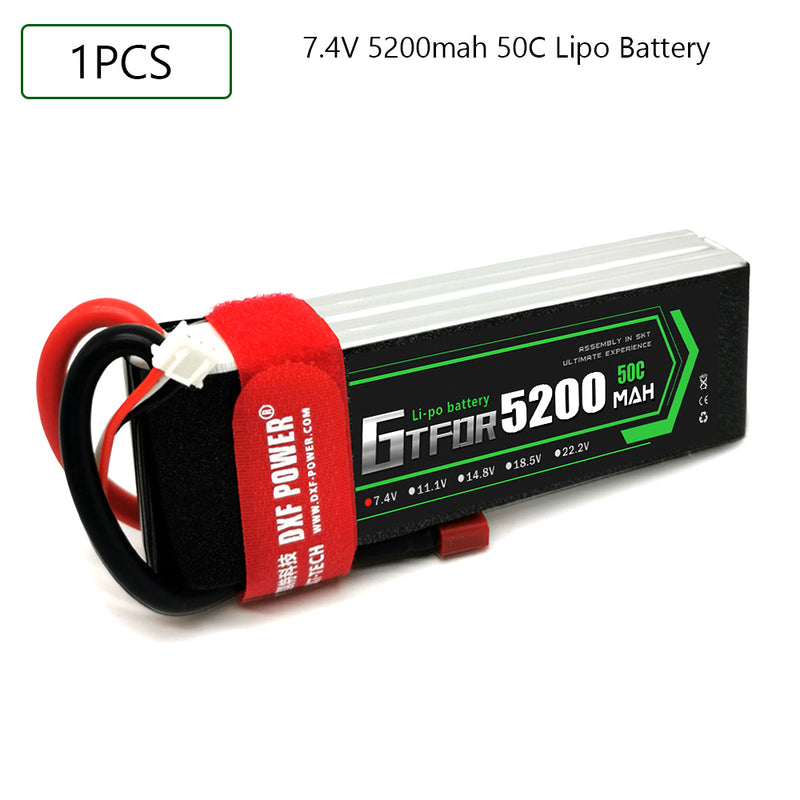 (CN)GTFDR 2S Lipo Battery 7.4V 50C 5200mAh Soft Case Battery with EC5 XT90 Connector for Car Truck Tank RC Buggy Truggy Racing Hobby