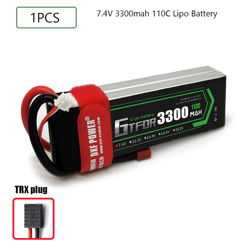 (CN)GTFDR 2S Lipo Battery 7.4V 110C 3300mAh Soft Case Battery with EC5 XT90 Connector for Car Truck Tank RC Buggy Truggy Racing Hobby