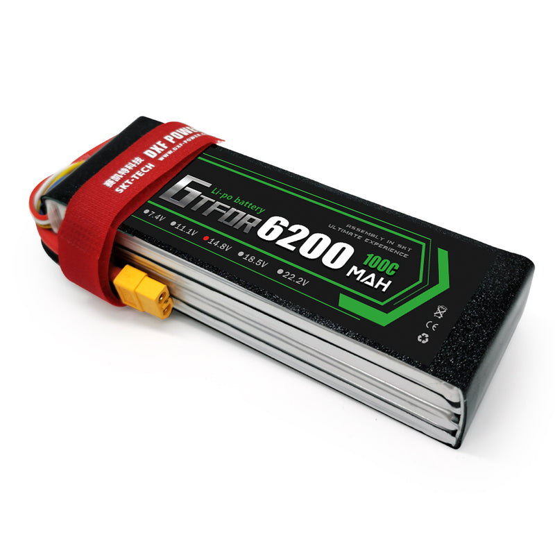 (CN)GTFDR 4S Lipo Battery 14.8V 100C 6200mAh Soft Case Battery with EC5 XT90 Connector for Car Truck Tank RC Buggy Truggy Racing Hobby