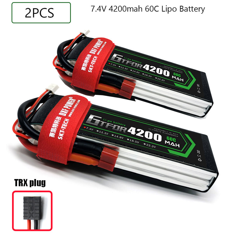 (CN)GTFDR 2S Lipo Battery 7.4V 60C 4200mAh Soft Case Battery with EC5 XT90 Connector for Car Truck Tank RC Buggy Truggy Racing Hobby