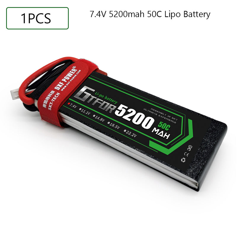 (CN)GTFDR 2S Lipo Battery 7.4V 50C 5200mAh Soft Case Battery with EC5 XT90 Connector for Car Truck Tank RC Buggy Truggy Racing Hobby