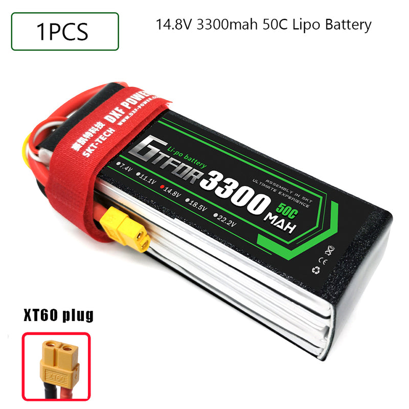 (CN)GTFDR  4S Lipo Battery 14.8V 50C 3300mAh Soft Case Battery with EC5 XT90 Connector for Car Truck Tank RC Buggy Truggy Racing Hobby