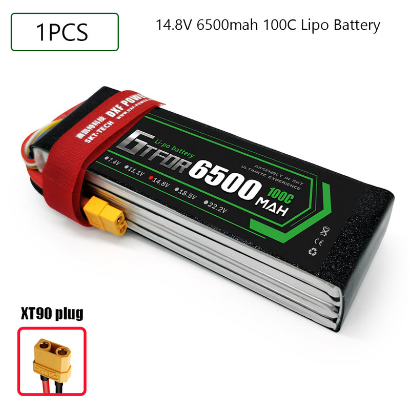 (CN)GTFDR 4S Lipo Battery 14.8V 100C 6500mAh Soft Case Battery with EC5 XT90 Connector for Car Truck Tank RC Buggy Truggy Racing Hobby