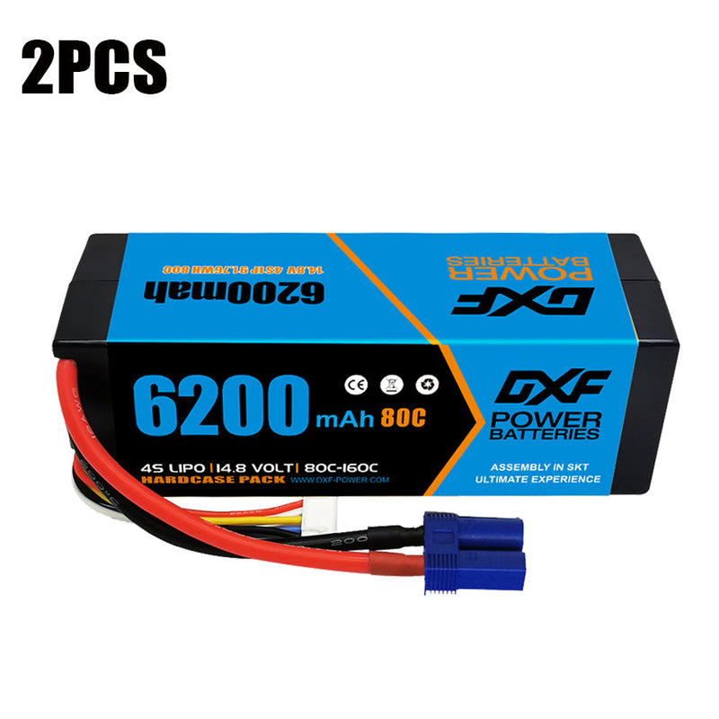 (IT)DXF Lipo Battery 4S 14.8V 6200MAH 80C  lipo Hardcase EC5 Plug for Rc 1/8 1/10 Buggy Truck Car Off-Road Drone