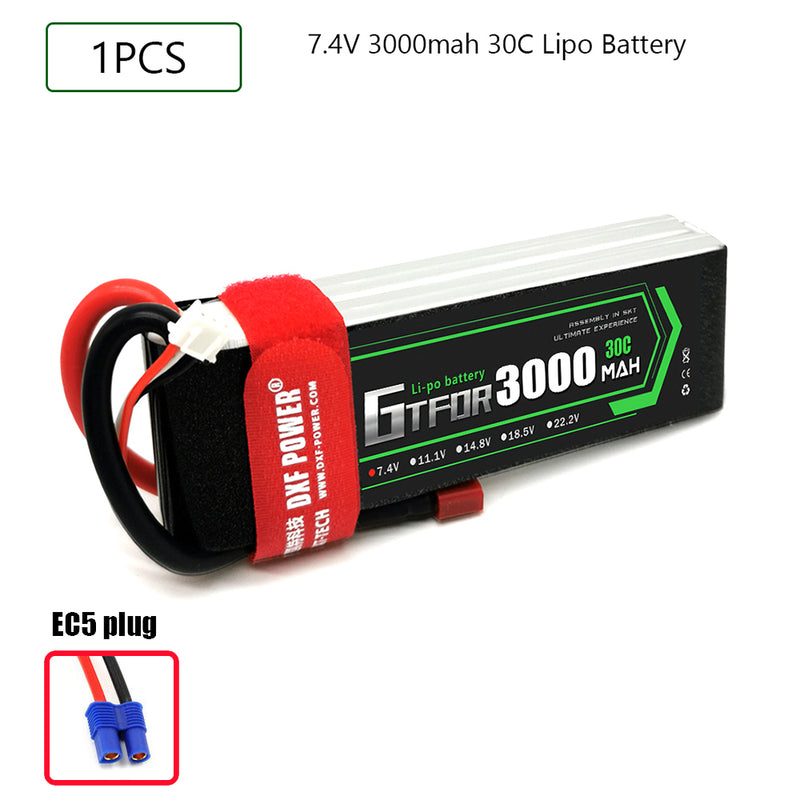 (CN)GTFDR 2S Lipo Battery 7.4V 30C 3000mAh Soft Case Battery with EC5 XT90 Connector for Car Truck Tank RC Buggy Truggy Racing Hobby