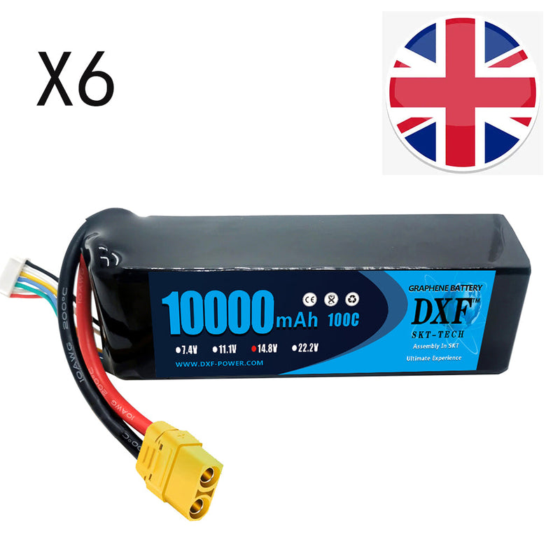 (UK)DXF 4S Lipo Akku 14,8V 10000mAh 100C 200C Deans/T XT90 EC5 für RC 1/8 1/10 Auto LKW Tank Modelle XXMAX 8S Arrama 