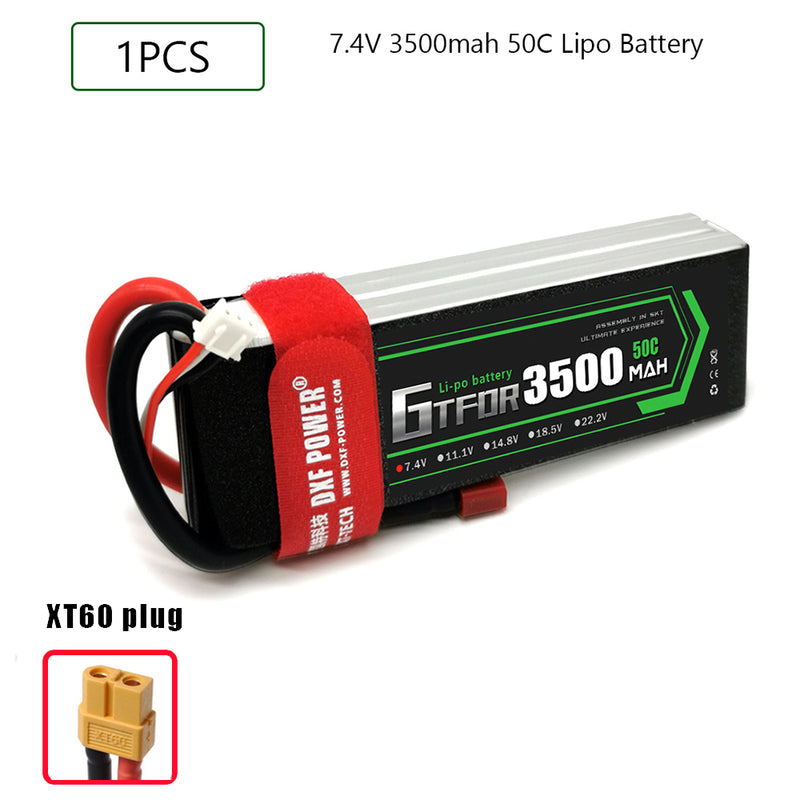 (CN)GTFDR 2S Lipo Battery 7.4V 50C 3500mAh Soft Case Battery with EC5 XT90 Connector for Car Truck Tank RC Buggy Truggy Racing Hobby