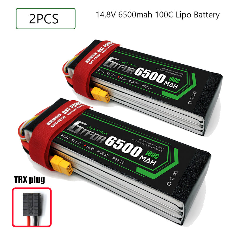 (CN)GTFDR 4S Lipo Battery 14.8V 100C 6500mAh Soft Case Battery with EC5 XT90 Connector for Car Truck Tank RC Buggy Truggy Racing Hobby