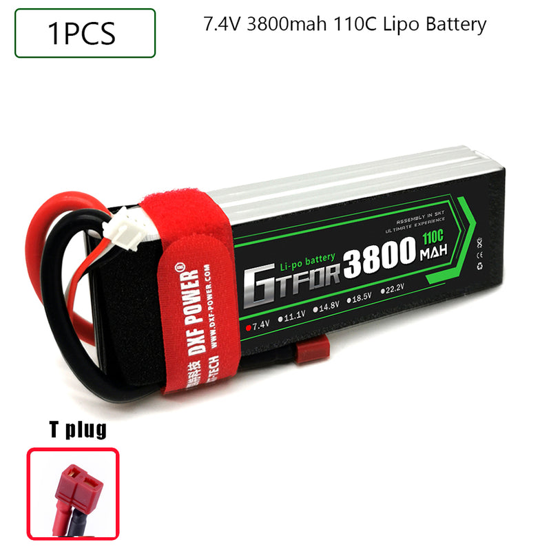 (CN)GTFDR 2S Lipo Battery 7.4V 110C 3800mAh Soft Case Battery with EC5 XT90 Connector for Car Truck Tank RC Buggy Truggy Racing Hobby