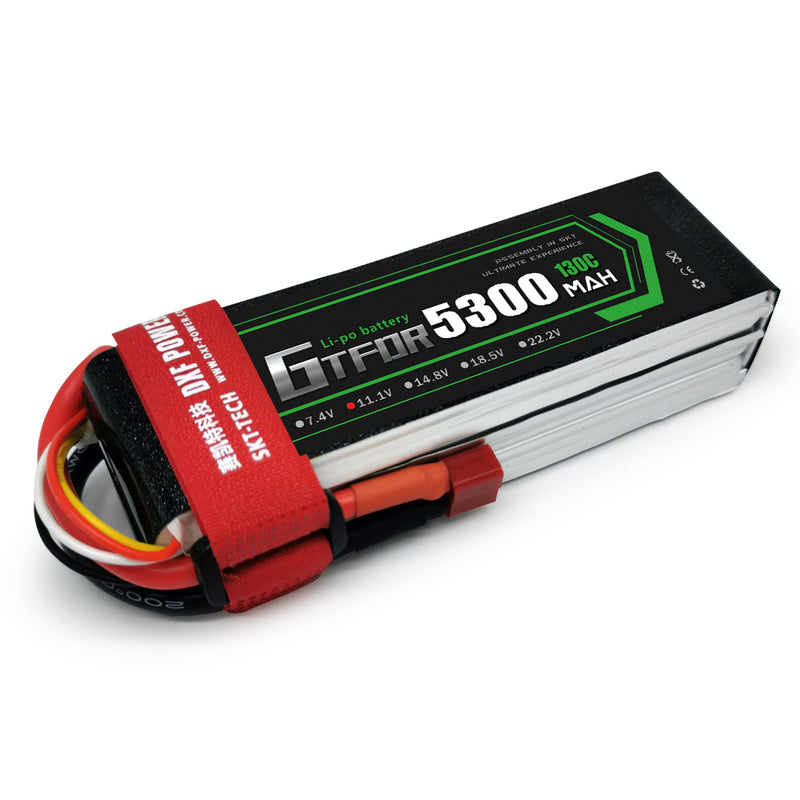 (CN) GTFDR 3S Lipo Battery 11.1V 130C  5300mAh Soft Case Battery with EC5 XT90 Connector for Car Truck Tank RC Buggy Truggy Racing Hobby