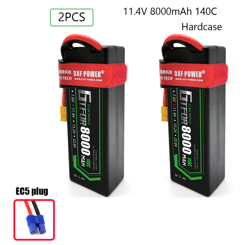 (CN)GTFDR 3S Lipo Battery 8000mAh 11.4V 140C Hardcase EC5 Plug for RC Buggy Truggy 1/10 Scale Racing Helicopters RC Car Boats