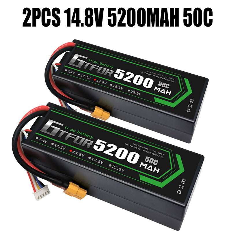 (CN)GTFDR 4S Lipo Battery 5200mAh 14.8V 50C Hardcase EC5 Plug for RC Buggy Truggy 1/10 Scale Racing Helicopters RC Car Boats