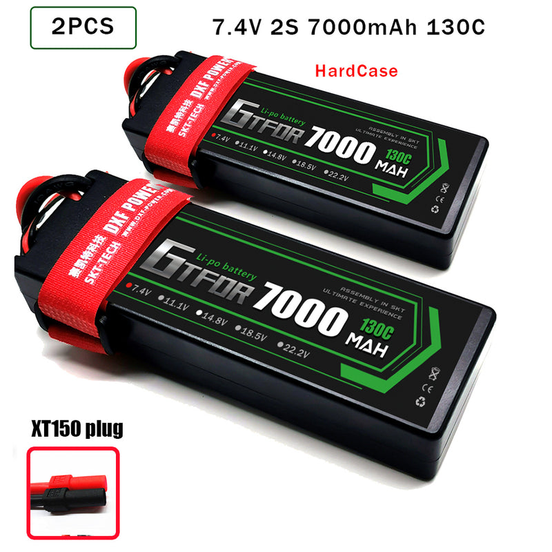 (CN)GTFDR 2S Lipo Battery 7000mAh 7.4V 130C Hardcase EC5 Plug for RC Buggy Truggy 1/10 Scale Racing Helicopters RC Car Boats