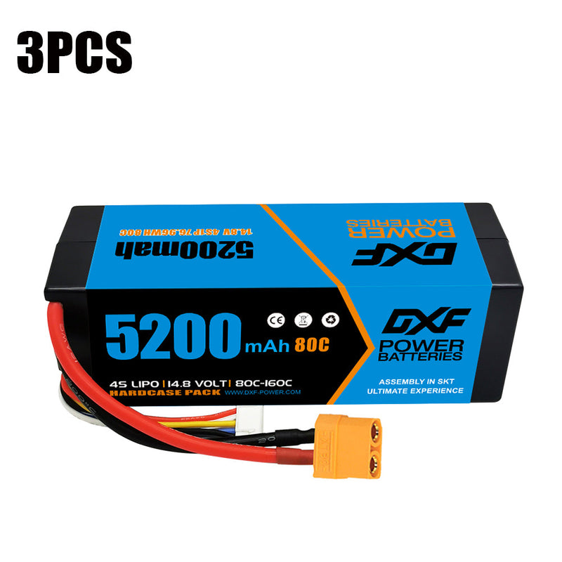 (PL)DXF Lipo Battery 4S 14.8V 5200MAH 80C  lipo Hardcase with  XT90 Plug for Rc 1/8 1/10 Buggy Truck Car Off-Road Drone