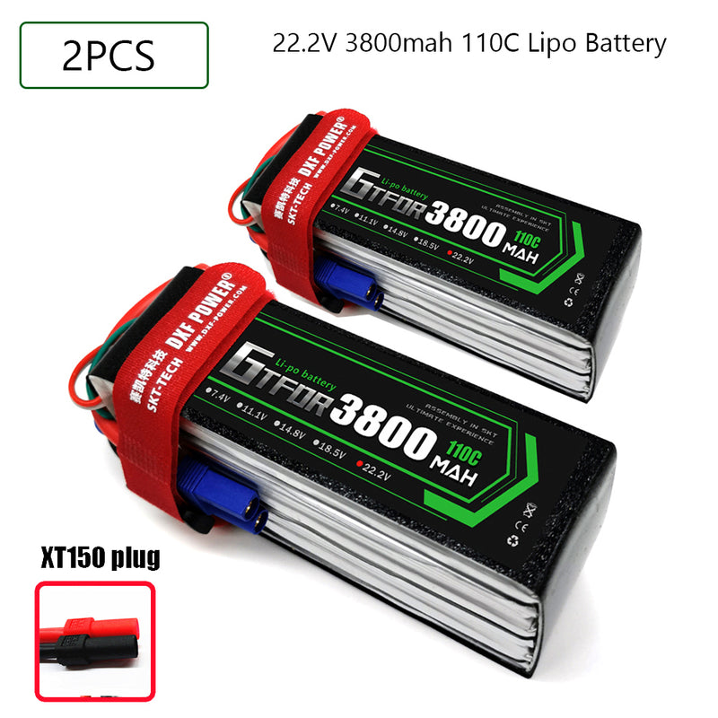 (CN)GTFDR 6S Lipo Battery 22.2V 110C 3800mAh Soft Case Battery with EC5 XT90 Connector for Car Truck Tank RC Buggy Truggy Racing Hobby