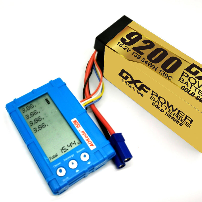 (IT)DXF High Voltage 4S 9200 mAh 15,2 V 130C Lipo-Akku mit hoher Kapazität im Hardcase mit XT90 Spina für 1:8 Scala RC Auto, Multi-Rotor RC Aeroplano, RC Elicottero, RC Barca 