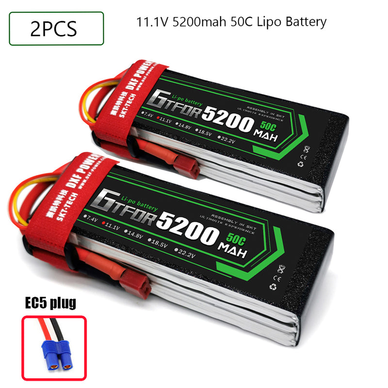 (CN)GTFDR 3S Lipo Battery 11.1V 50C  5200mAh Soft Case Battery with EC5 XT90 Connector for Car Truck Tank RC Buggy Truggy Racing Hobby