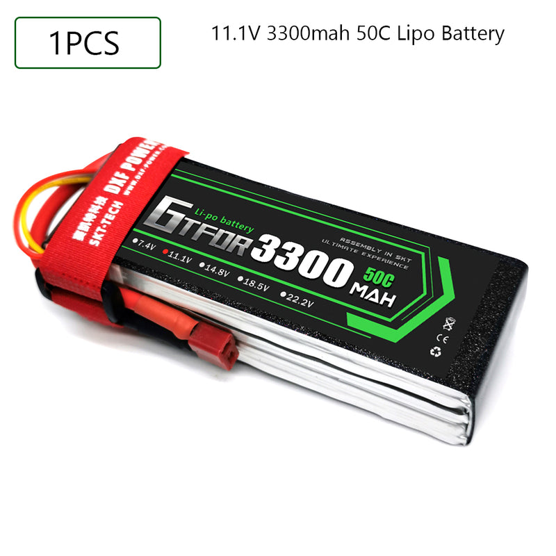 (CN)GTFDR 3S Lipo Battery 11.1V 50C 3300mAh Soft Case Battery with EC5 XT90 Connector for Car Truck Tank RC Buggy Truggy Racing Hobby