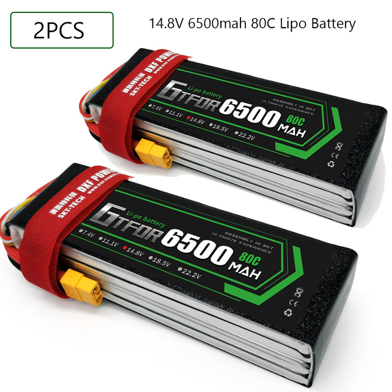 (CN)GTFDR  4S Lipo Battery 14.8V 80C 6500mAh Soft Case Battery with EC5 XT90 Connector for Car Truck Tank RC Buggy Truggy Racing Hobby