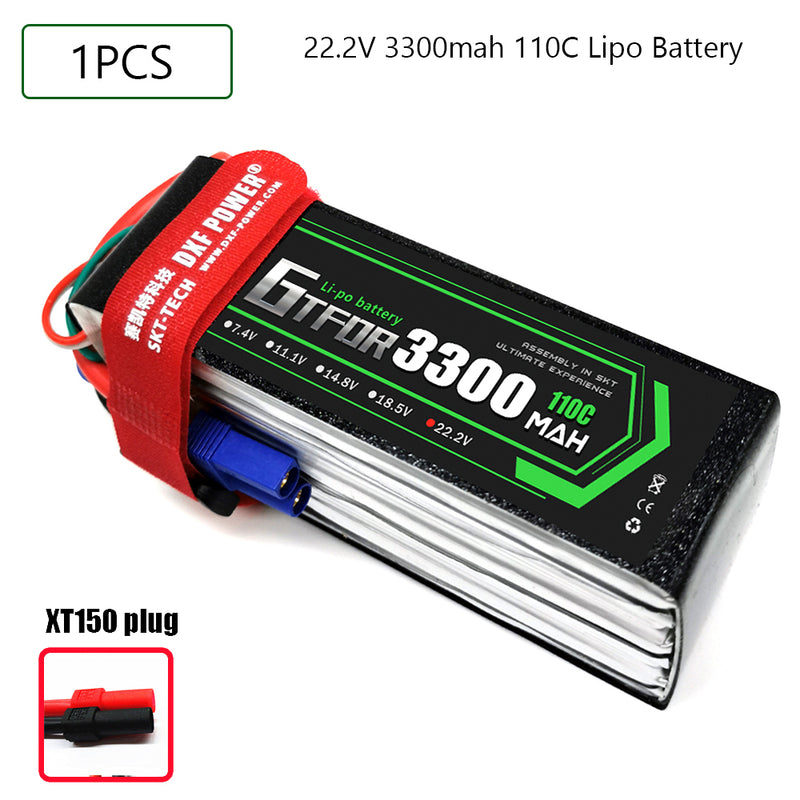 (CN)GTFDR 6S Lipo Battery 22.2V 110C 3300mAh Soft Case Battery with EC5 XT90 Connector for Car Truck Tank RC Buggy Truggy Racing Hobby