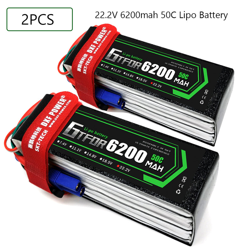 (CN)GTFDR 6S Lipo Battery 22.2V 50C 6200mAh Soft Case Battery with EC5 XT90 Connector for Car Truck Tank RC Buggy Truggy Racing Hobby