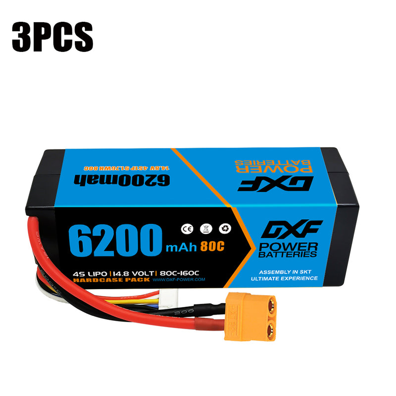 (ES)DXF Lipo Battery 4S 14.8V 6200MAH 80C  lipo Hardcase  XT90 Plug for Rc 1/8 1/10 Buggy Truck Car Off-Road Drone