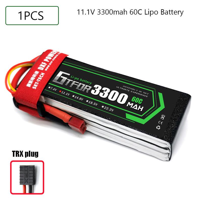 (CN)GTFDR 3S Lipo Battery 11.1V 60C 3300mAh Soft Case Battery with EC5 XT90 Connector for Car Truck Tank RC Buggy Truggy Racing Hobby