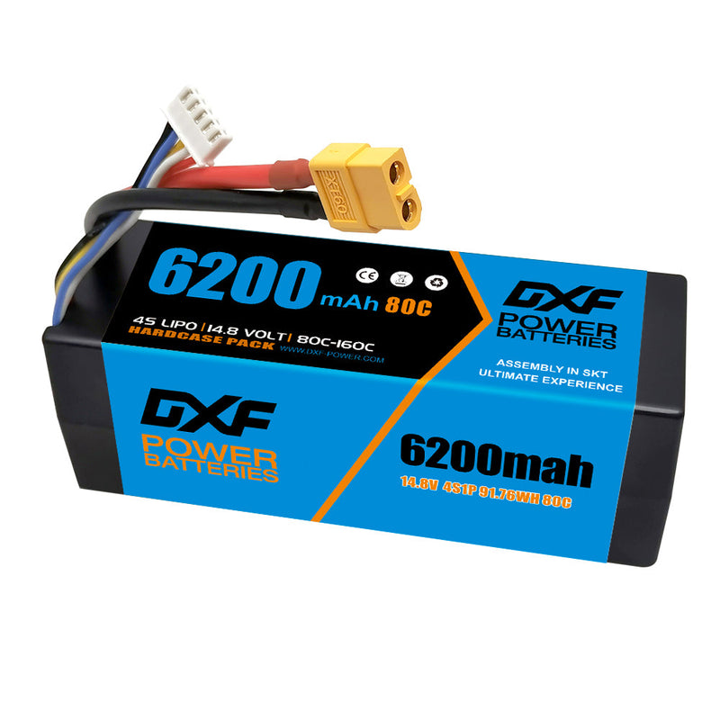 (PL)DXF Lipo Battery 4S 14.8V 6200MAH 80C  lipo Hardcase XT90 Plug for Rc 1/8 1/10 Buggy Truck Car Off-Road Drone