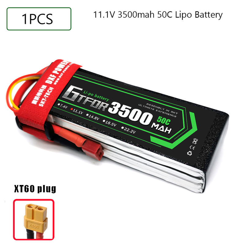 (CN)GTFDR  3S Lipo Battery 11.1V 50C 3500mAh Soft Case Battery with EC5 XT90 Connector for Car Truck Tank RC Buggy Truggy Racing Hobby