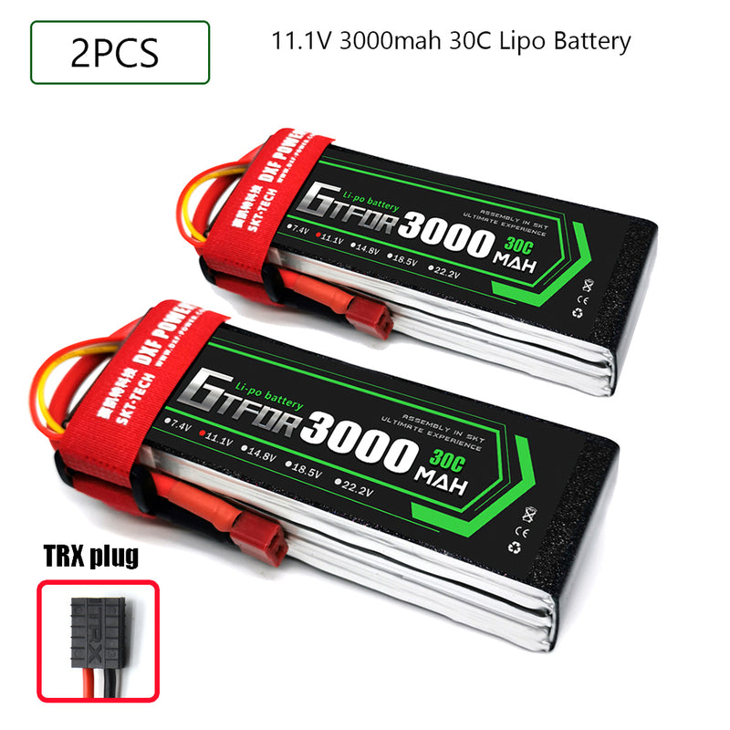 (CN)GTFDR 3S Lipo Battery 11.1V 30C 3000mAh Soft Case Battery with EC5 XT90 Connector for Car Truck Tank RC Buggy Truggy Racing Hobby