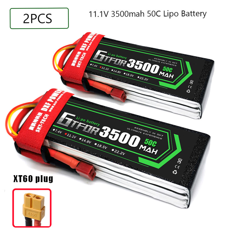 (CN)GTFDR  3S Lipo Battery 11.1V 50C 3500mAh Soft Case Battery with EC5 XT90 Connector for Car Truck Tank RC Buggy Truggy Racing Hobby