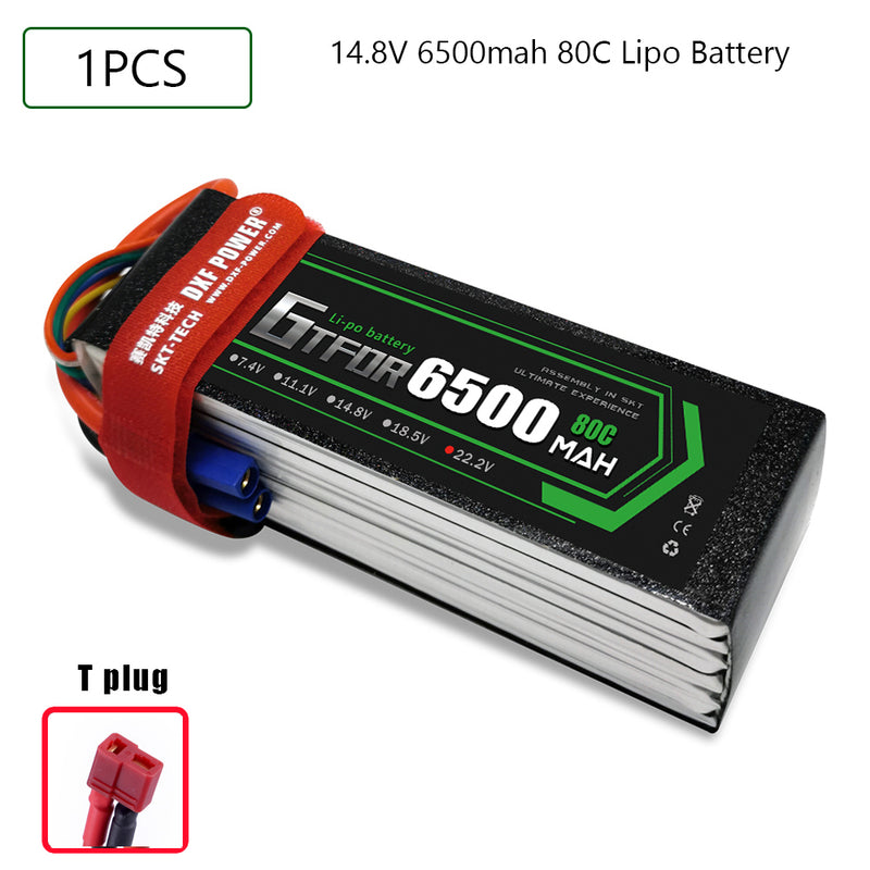 (CN)GTFDR  4S Lipo Battery 14.8V 80C 6500mAh Soft Case Battery with EC5 XT90 Connector for Car Truck Tank RC Buggy Truggy Racing Hobby