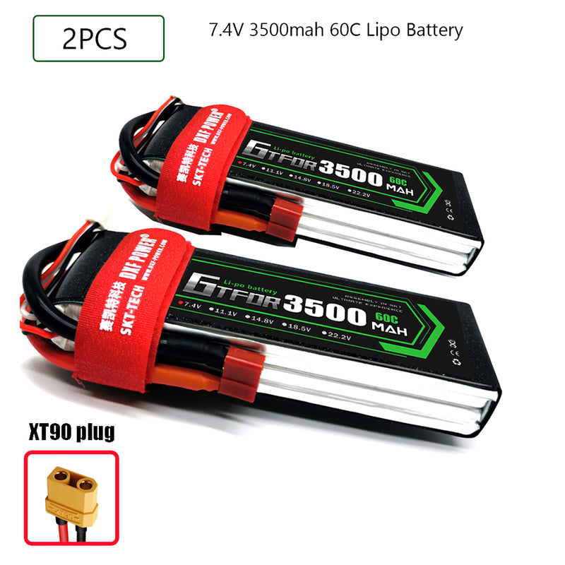 (CN)GTFDR 2S Lipo Battery 7.4V 60C 3500mAh Soft Case Battery with EC5 XT90 Connector for Car Truck Tank RC Buggy Truggy Racing Hobby