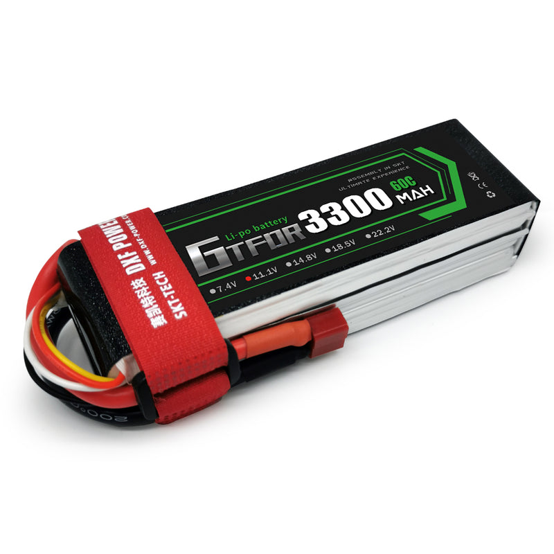 (CN)GTFDR 3S Lipo Battery 11.1V 60C 3300mAh Soft Case Battery with EC5 XT90 Connector for Car Truck Tank RC Buggy Truggy Racing Hobby